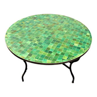 Green round zellige table 130 cm in diameter