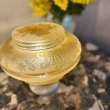 Lampe à poser art nouveau globe fleuri jaune
