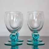 Lot de 4 verres à pied verts, made in france, by luminarc