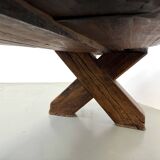 Table Brutaliste en Chêne Massif, Art Populaire (Vers 1900)