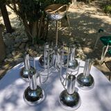 6-lamp vintage 70'S chrome pendant light