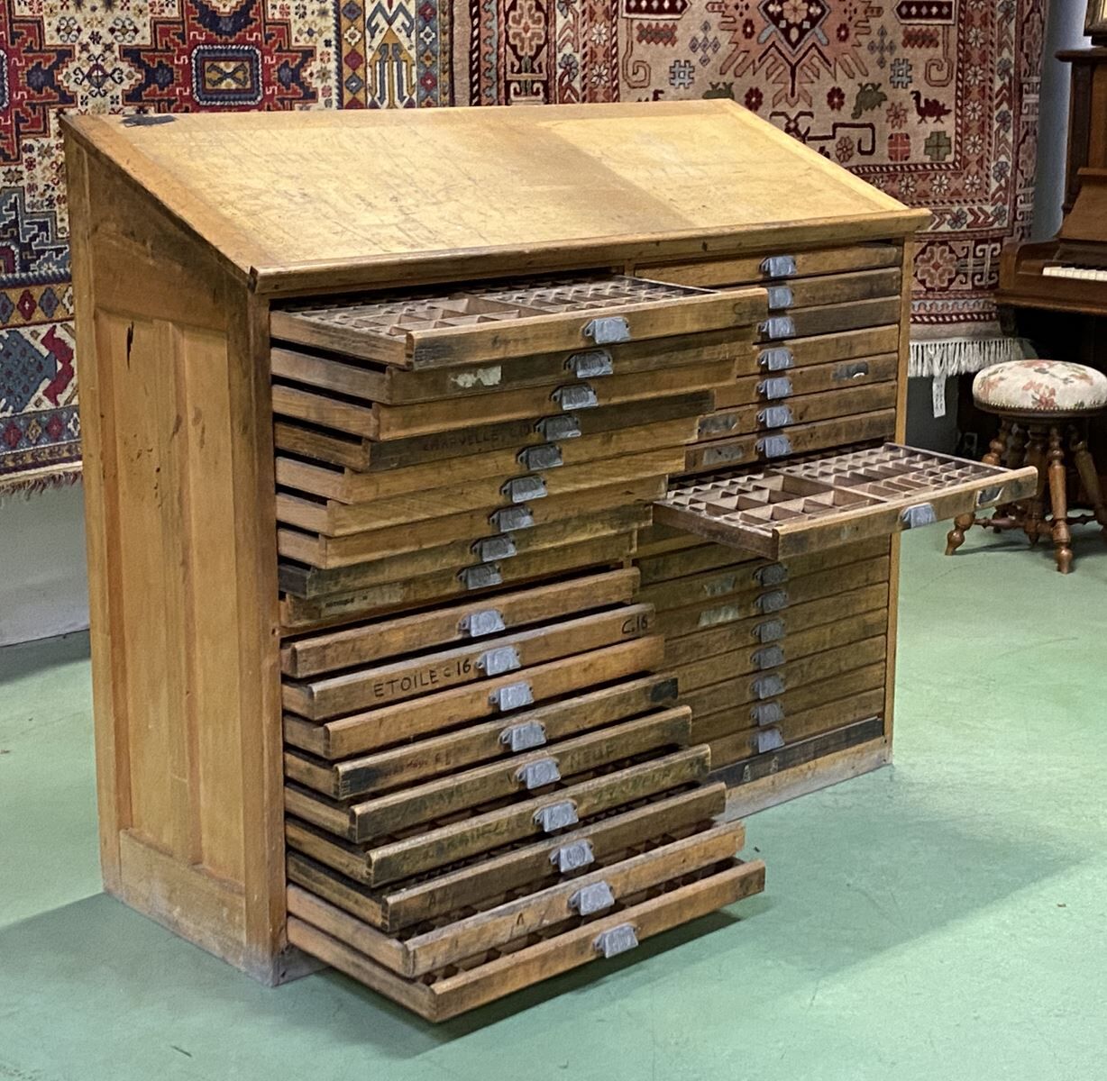 Double oak printer furniture from the 1930s