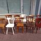 Set of 10 mismatched wooden bistro chairs - vintage
