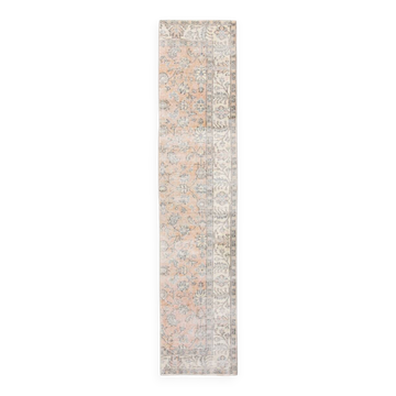 2x9 Orange Floral Vintage Runner Rug 55x267Cm SK 18049