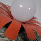 Orange metal flower lamp, 1970