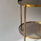 Rolling dessert trolley in brass and smoked glass, 1960
