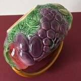 Fruit basket in slip stamped Sarreguemines France