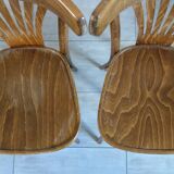 Pair of dark beech bistro chairs