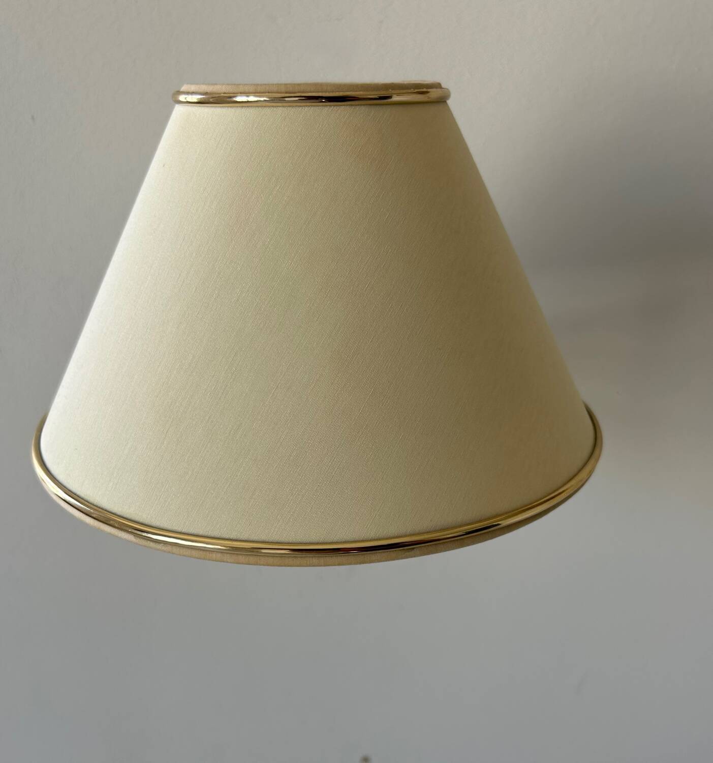 Vintage adjustable wall lamp, brass and beige fabric, France 1970