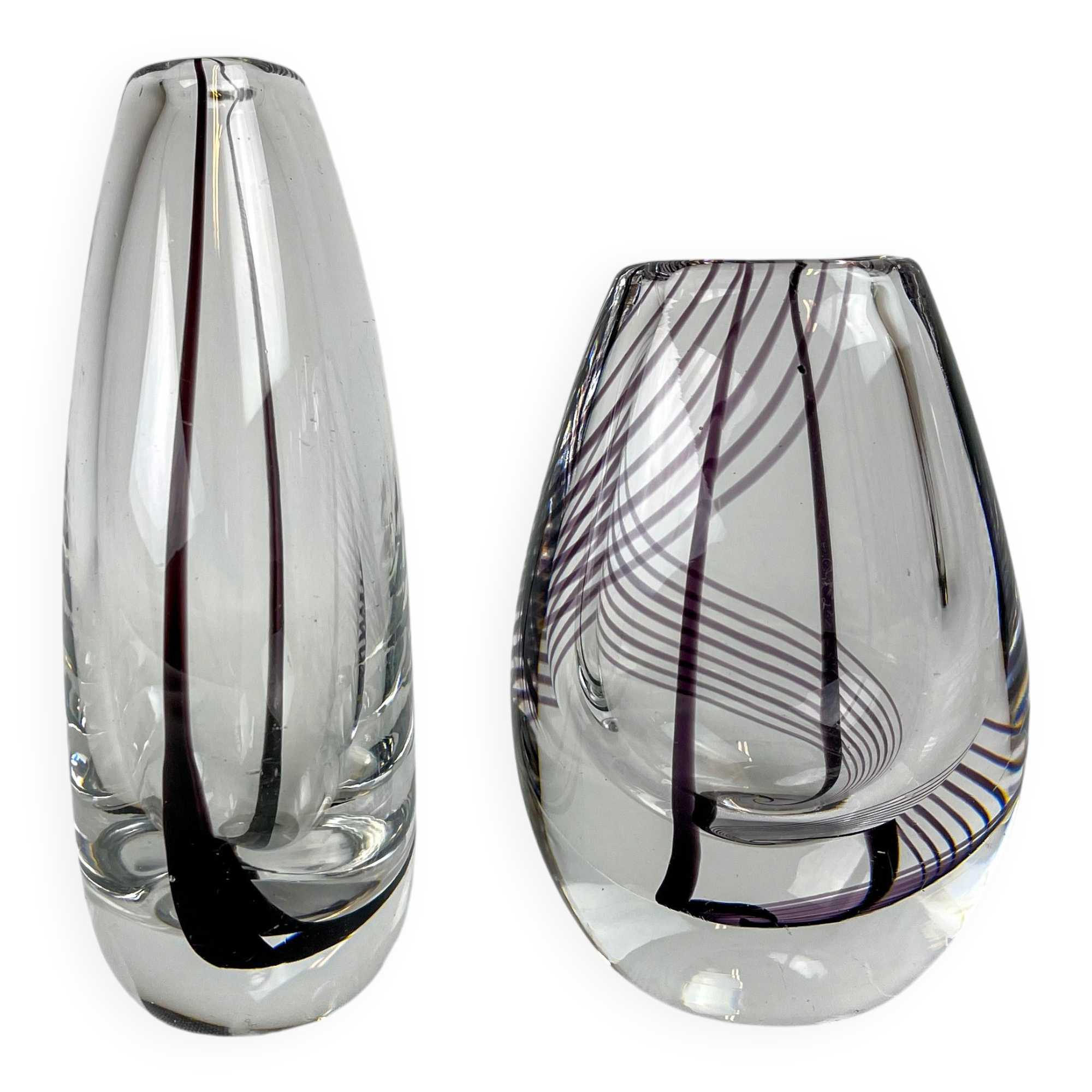 Midcentury collection of art glass vases by Vicke Lindstrand for Kosta Sweden.