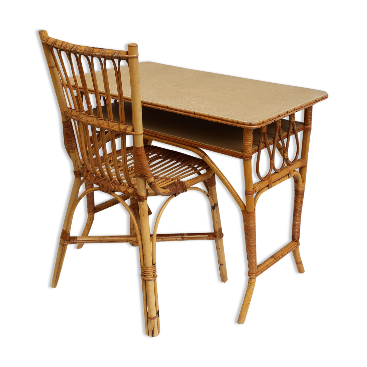 Rattan desk and Chair