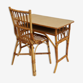 Rattan desk and Chair