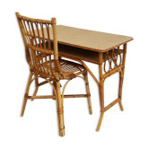 Bureau en rotin et sa chaise