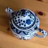 Teapot Sugar Bowl Creamer Japanese Porcelain Asian Blue White Floral Geisha