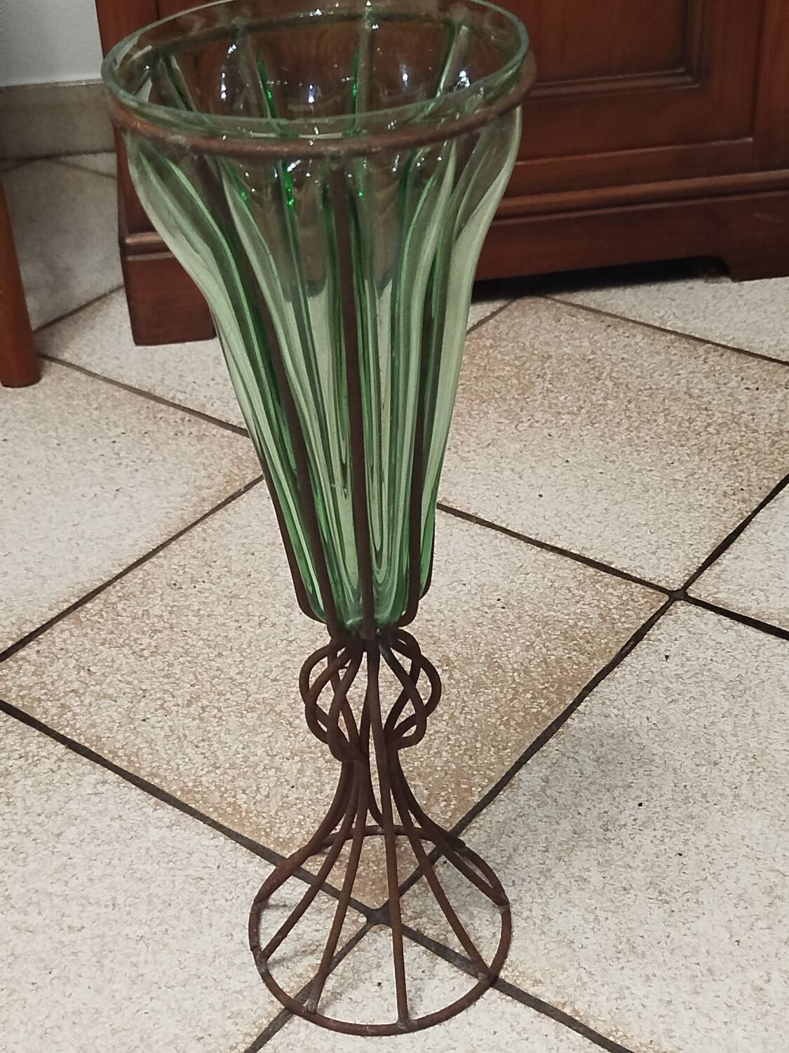 19th-century blown glass vase – Murano style with mount
