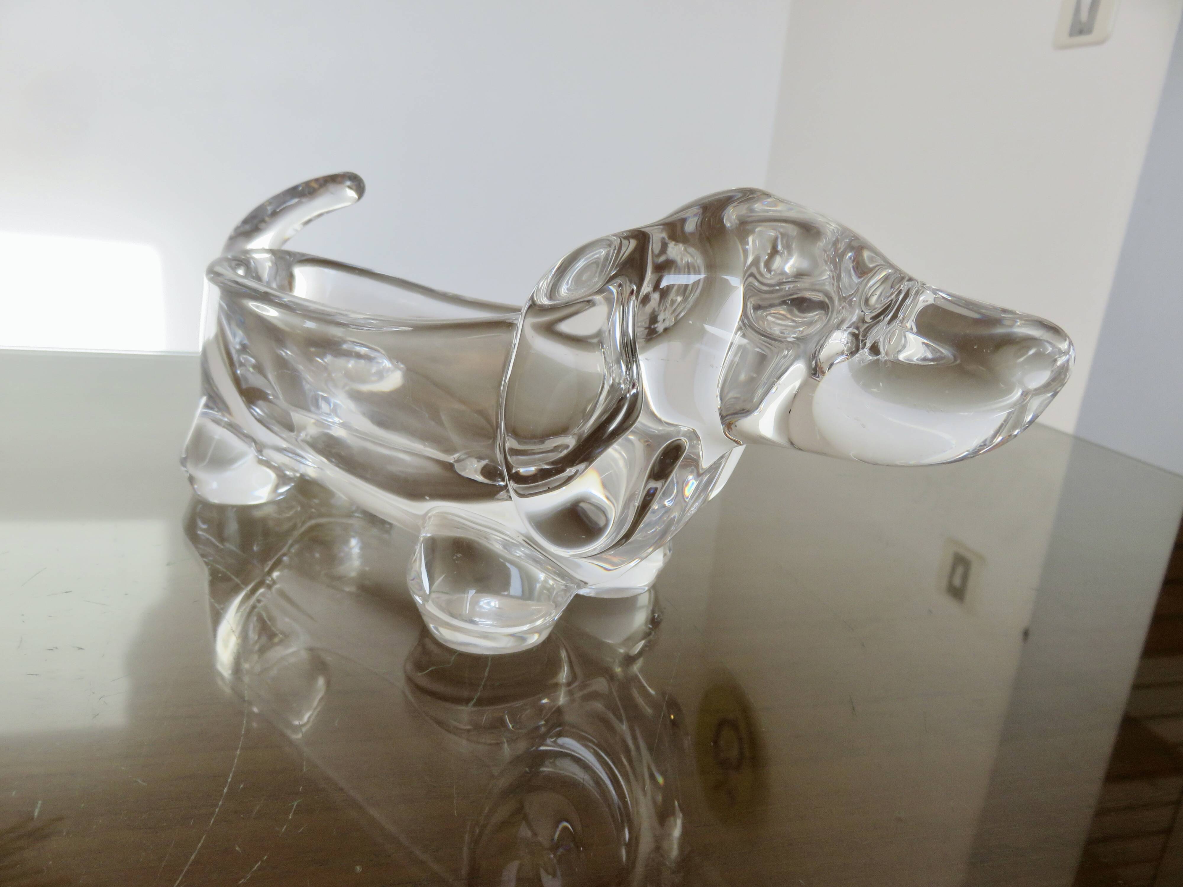 Crystal "dachshund" catchall, 1970