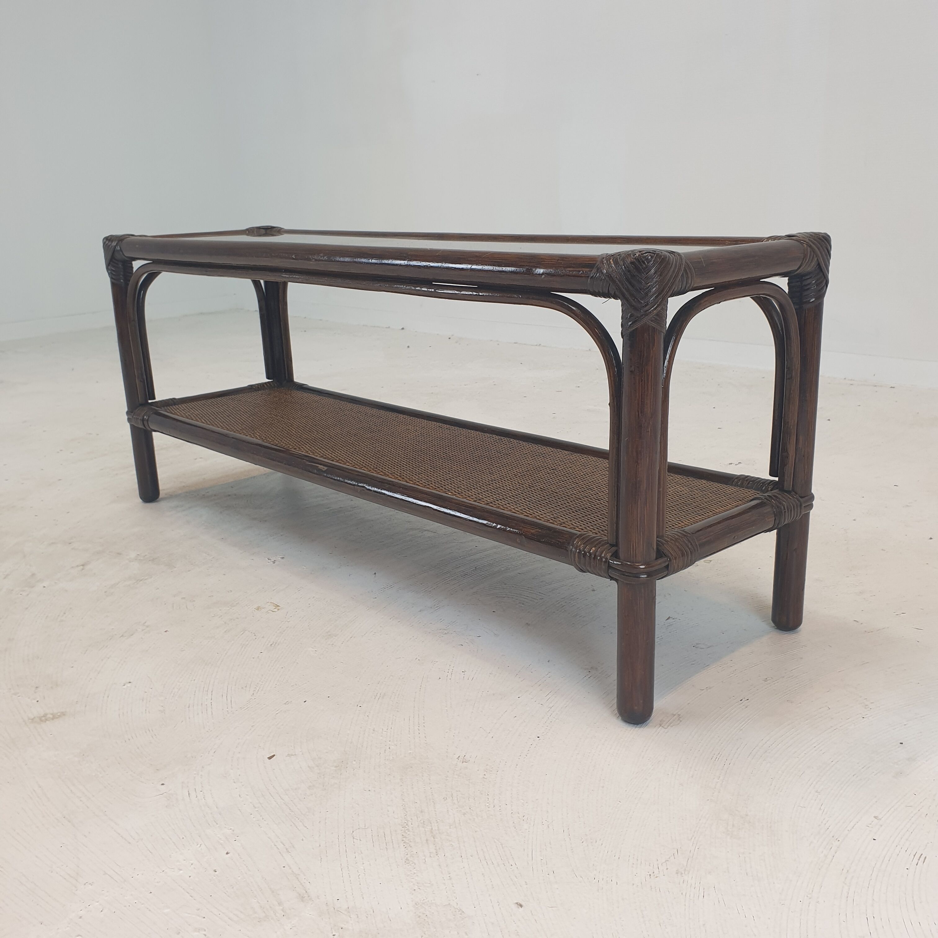 Italian Bamboo and Rattan Coffee Table, 1980s