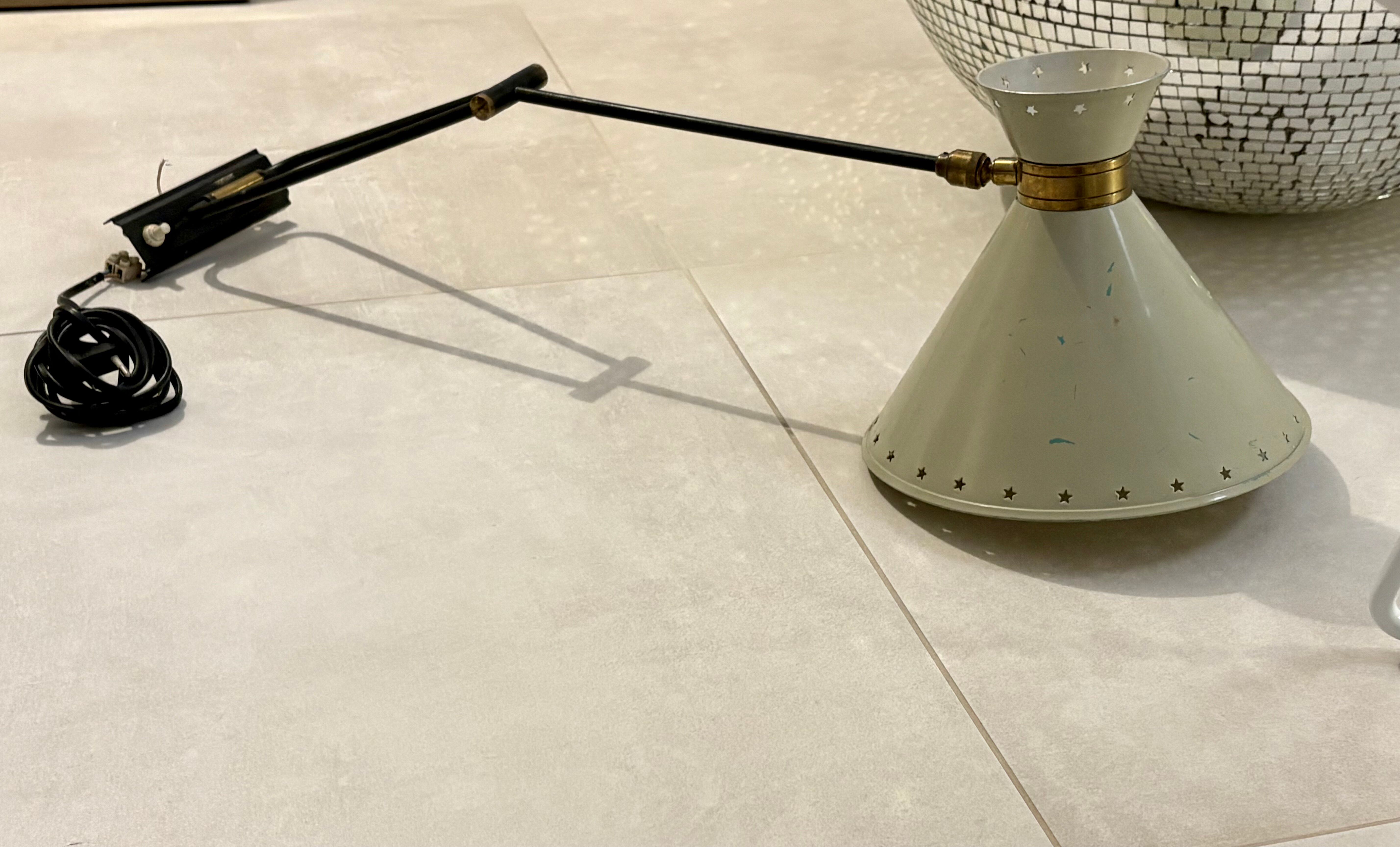 Rare lamp/wall light diabolo arm by Guariche Robert Mathieu Lunel