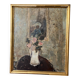 Painting by La Vernède (1899-1971), Flower Pot with Mirror.