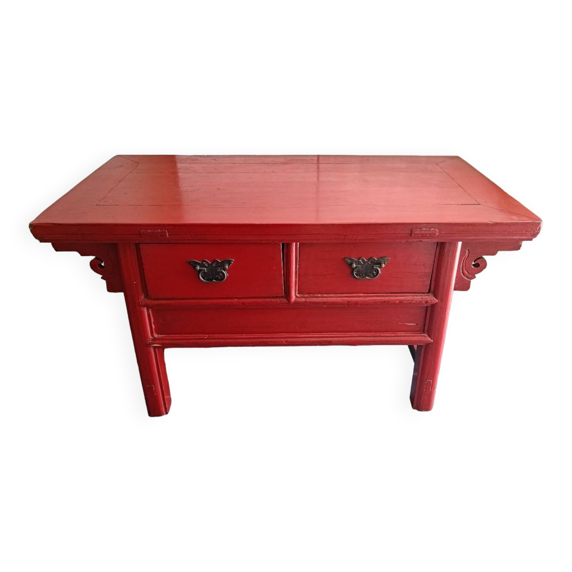 Red Chinese low cabinet