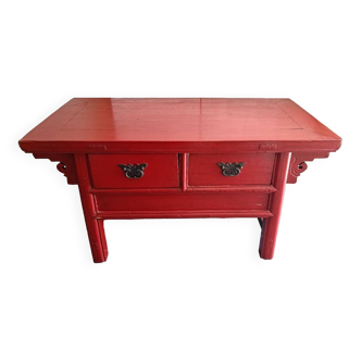 Red Chinese low cabinet