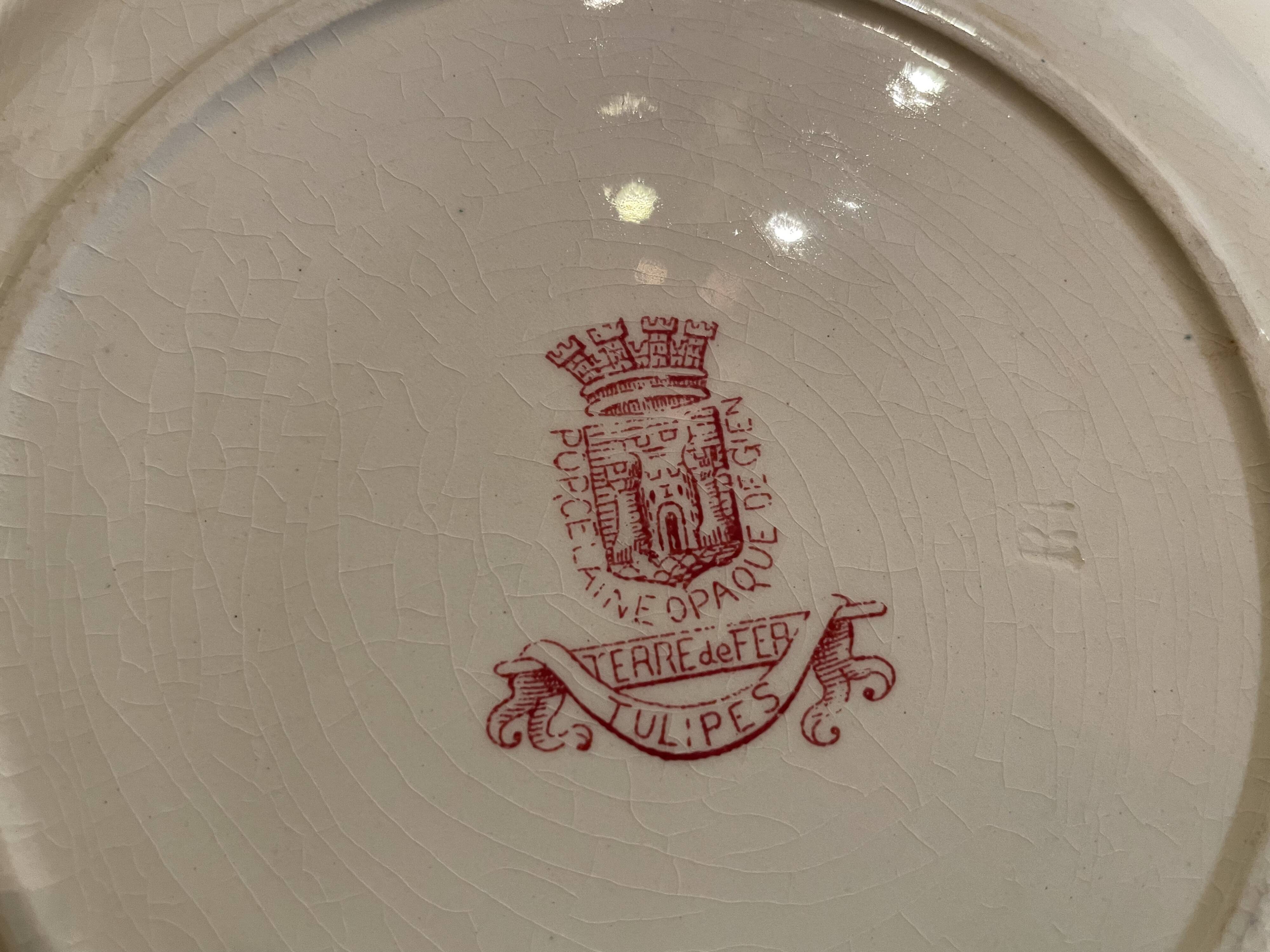 3 plates Terre de Fer Gien model "Tulips"