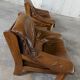 Fauteuils en cuirs et bois vintage