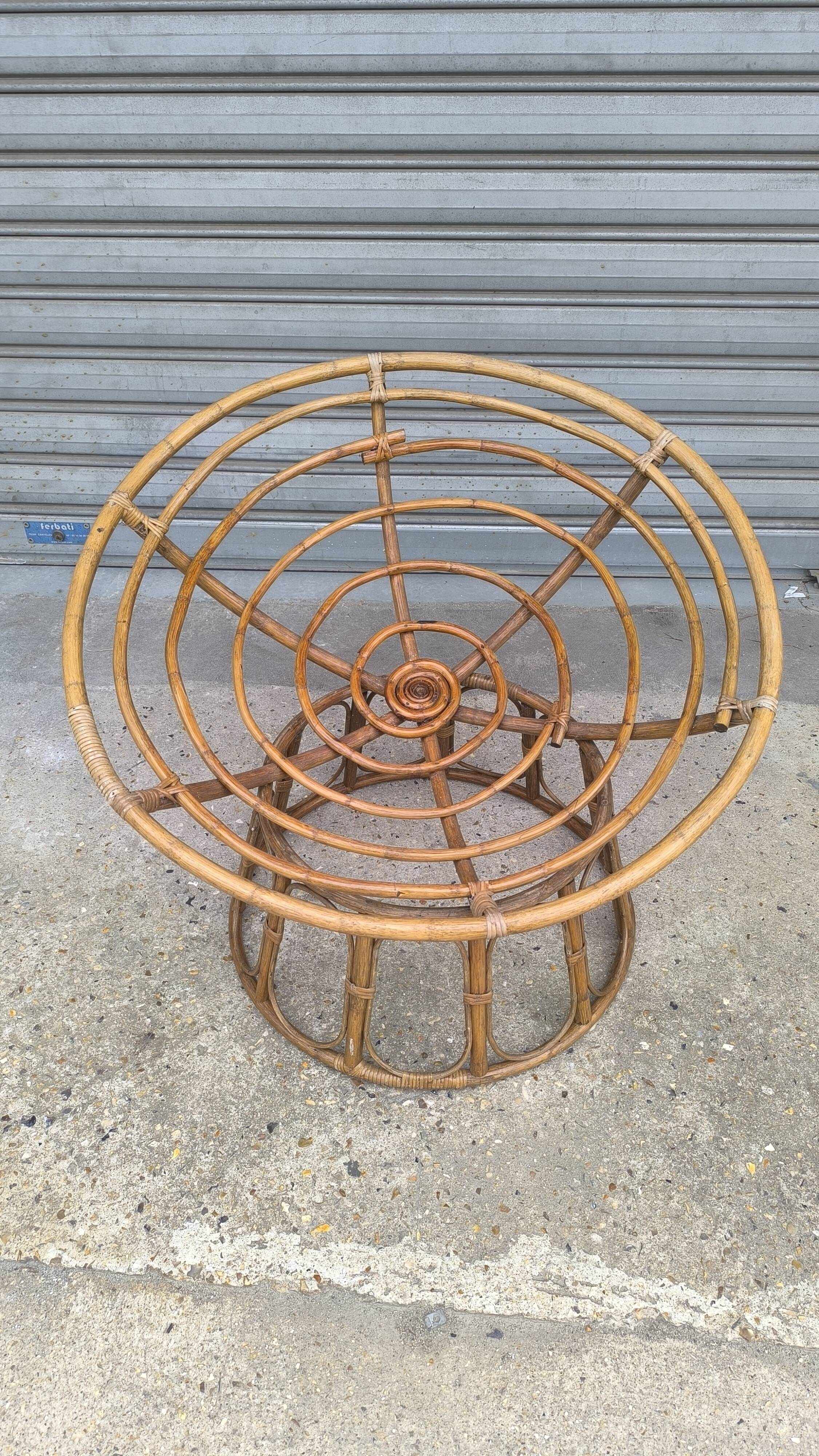 Papasan loveseat chair in rattan, 1950