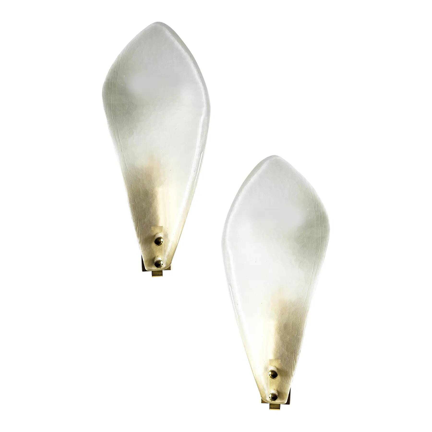 Elegant Contemporary Italian Sanded Leaf Murano Glass Wall Sconce Set