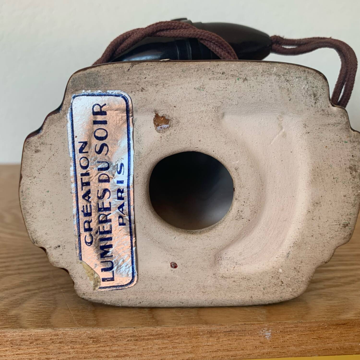 ▪️Art Deco Ceramic and Globe Lamp Stylized Shell Brown and Gold