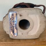 ▪️Art Deco Ceramic and Globe Lamp Stylized Shell Brown and Gold