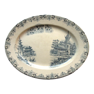 Plat ovale, Terre de Fer en gris-bleu,
