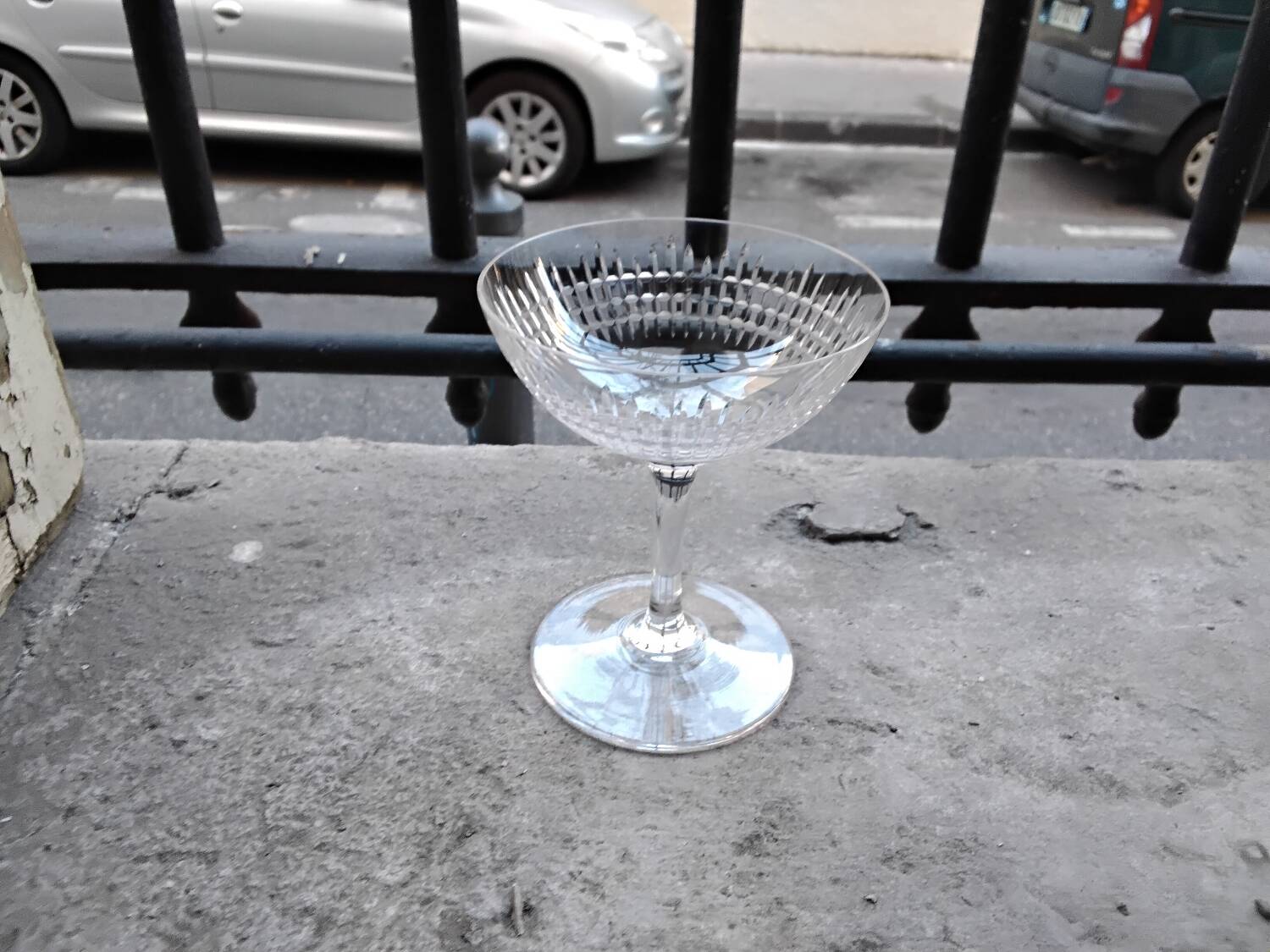 5 Baccarat crystal champagne glasses, Nancy model, before 1936