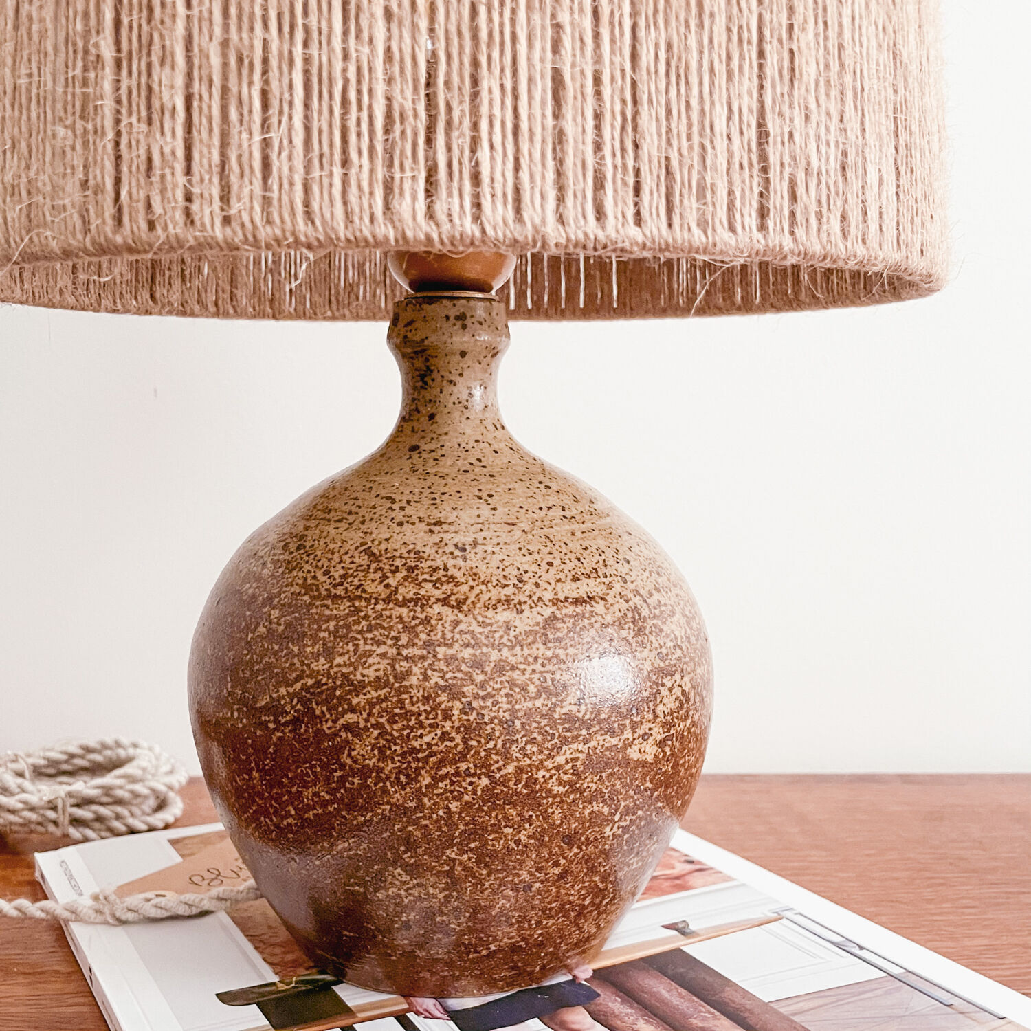 Sandstone and jute lamp