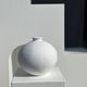 Handcrafted terracotta ball vase painted white H:24 D:26