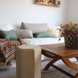 Faceted saddle in vintage travertine