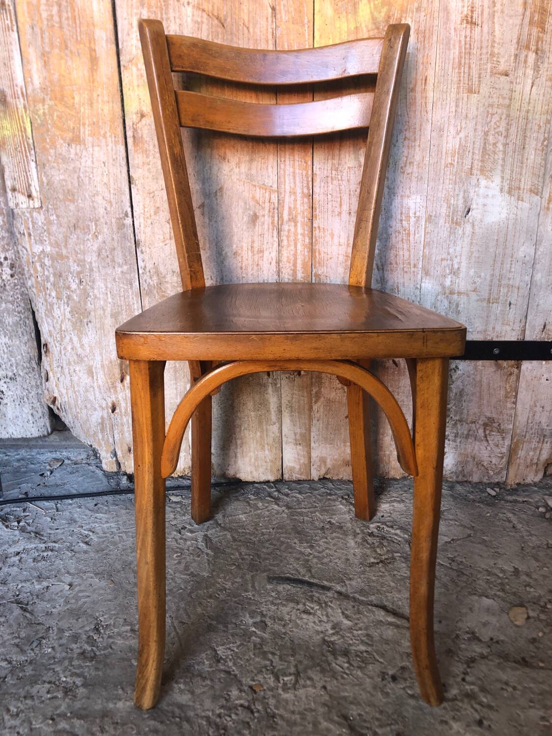 Old vintage baumann light wood bistro chair #a566