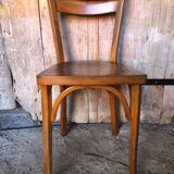 Old vintage baumann light wood bistro chair #a566