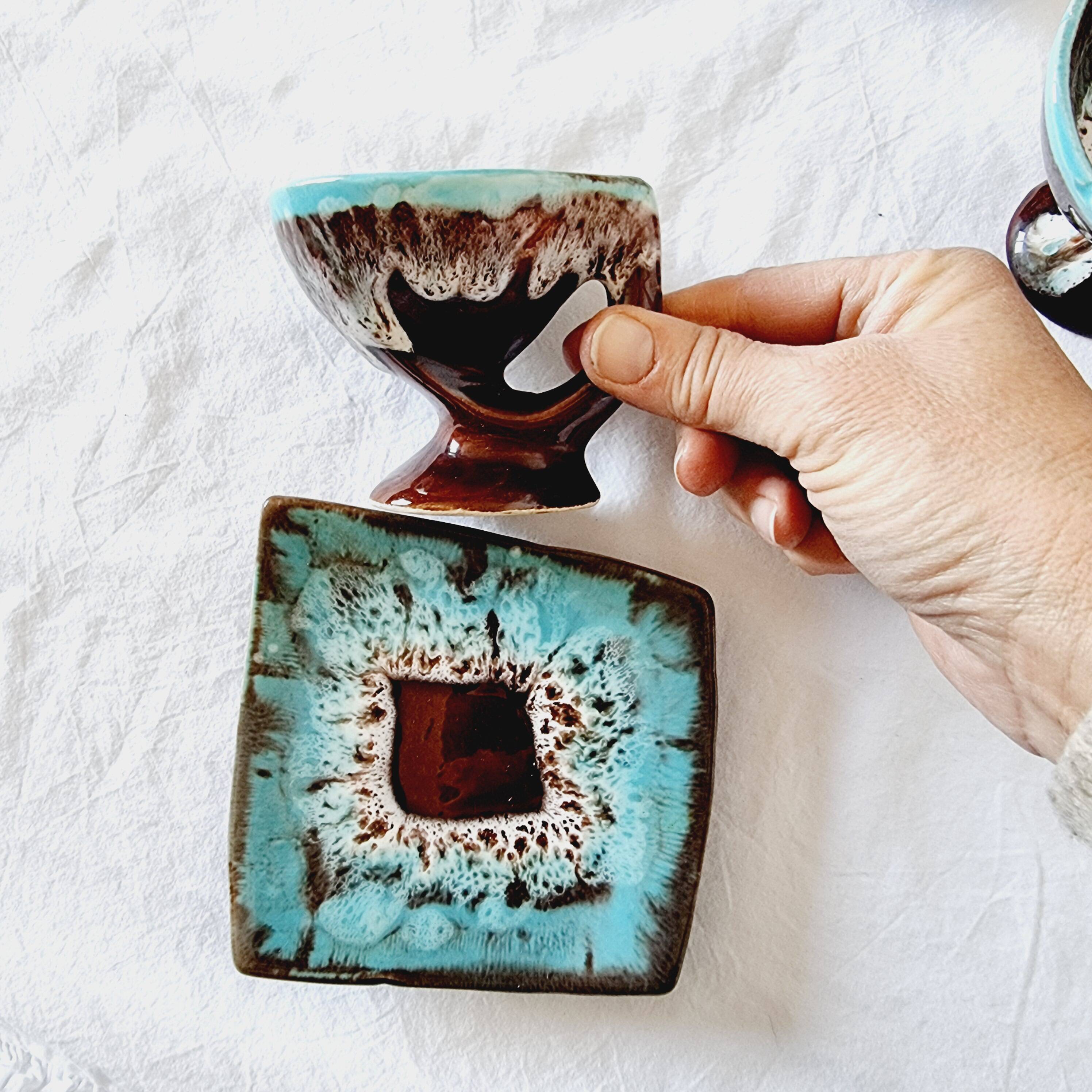 Impressionnant service à café français en céramique de Vallauris, design de style milieu du siècle