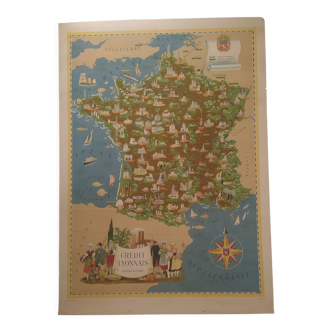 Poster map of France Lucien Boucher 1950