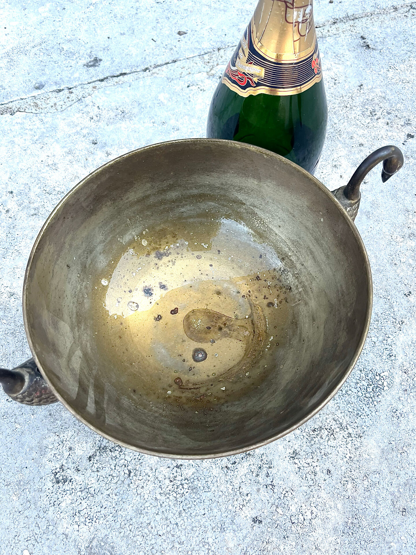 Swan Ice Bucket Brass French Vintage Footed Barware