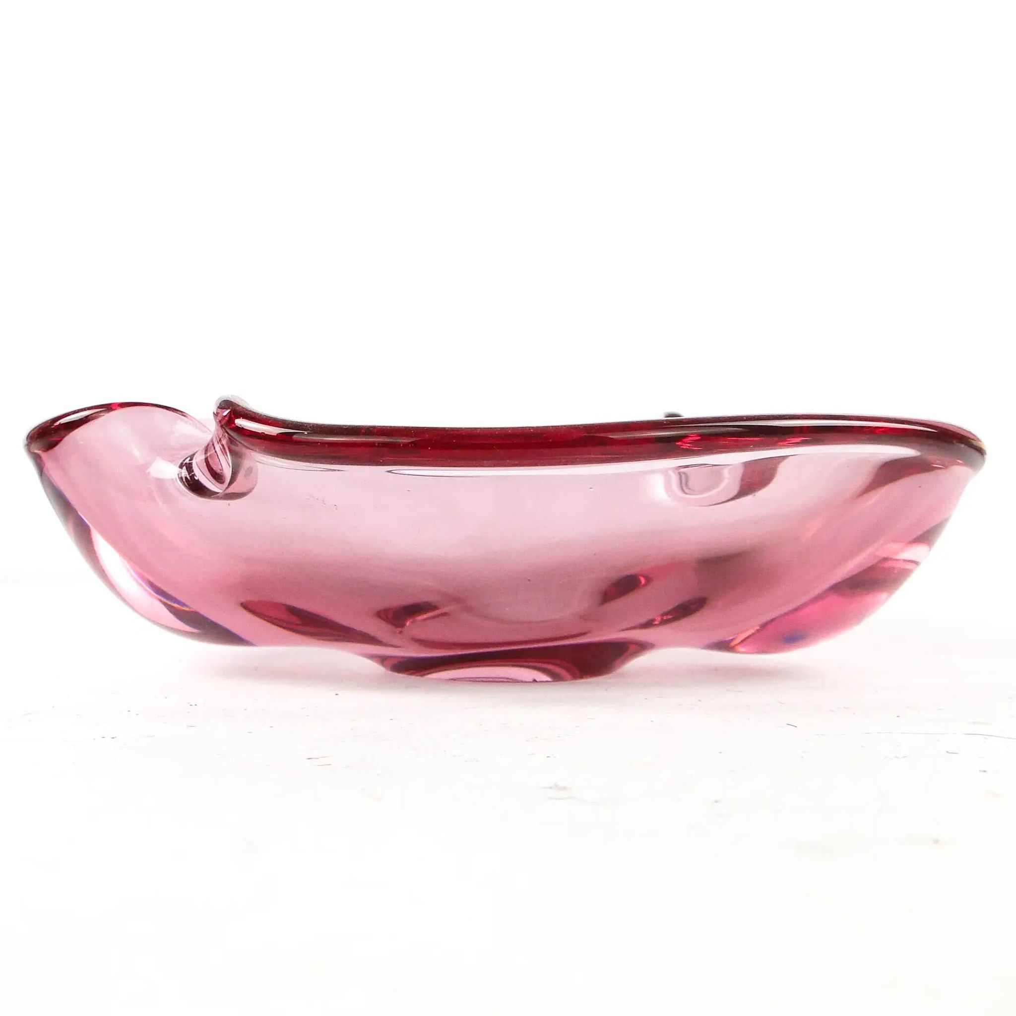 Mid-century modern fruit bowl, glass, Val Saint Lambert, Belgium, 1950s