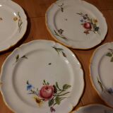 10 dessert plates painted decorated with flowers, insects (all different)