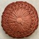 Pair of round vintage pleated velvet cushions