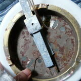 Ceiling lamp in opaline half-moon 1950 diameter: 20cm.