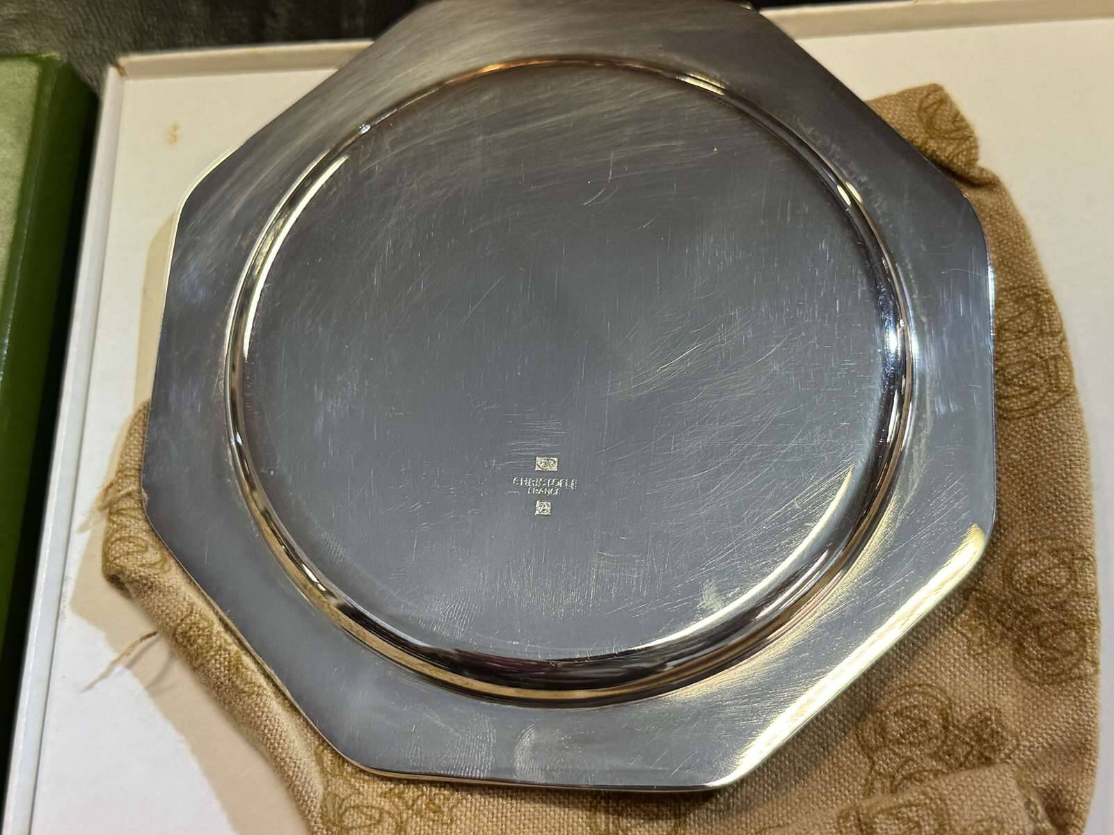 Silver-plated metal coaster by Christofle, Villars model.