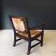 Low Arts & Crafts Oak & Rush Armchair, Belgium 1920s