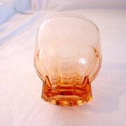 Vintage service in pink salmon glass – Carafe, 8 glasses, and Art Deco tray.
