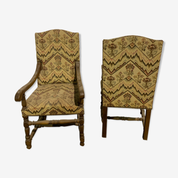 Pair of louis XIII style armchairs