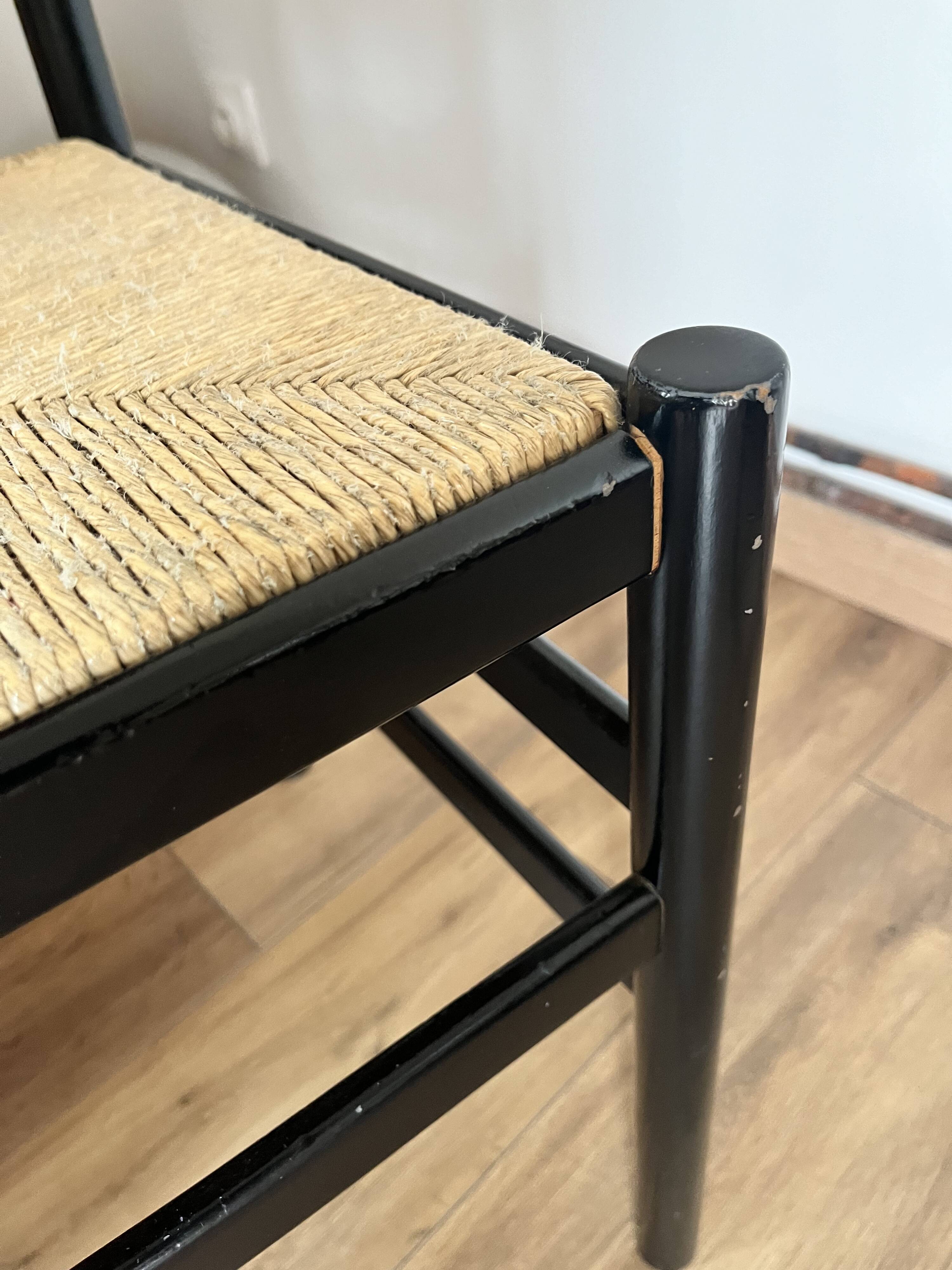 Set of 4 Italian black chairs 1970s